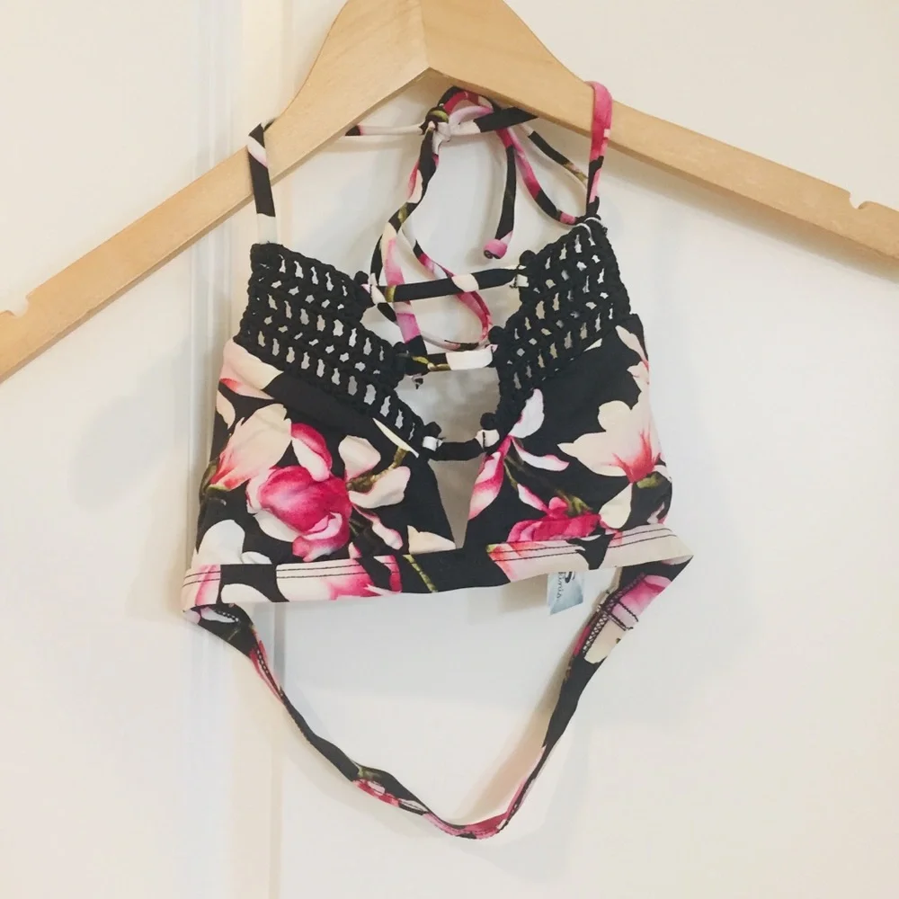 FRANKIE'S BIKINIS Sienna Lace Floral Cheeky Bikini Set Size SMALL Swimsuit NWT
